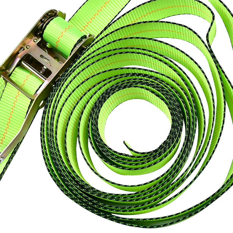 ফ্ল্যাট হুক সহ 4' X 30' সবুজ র্যাচেট স্ট্র্যাপ